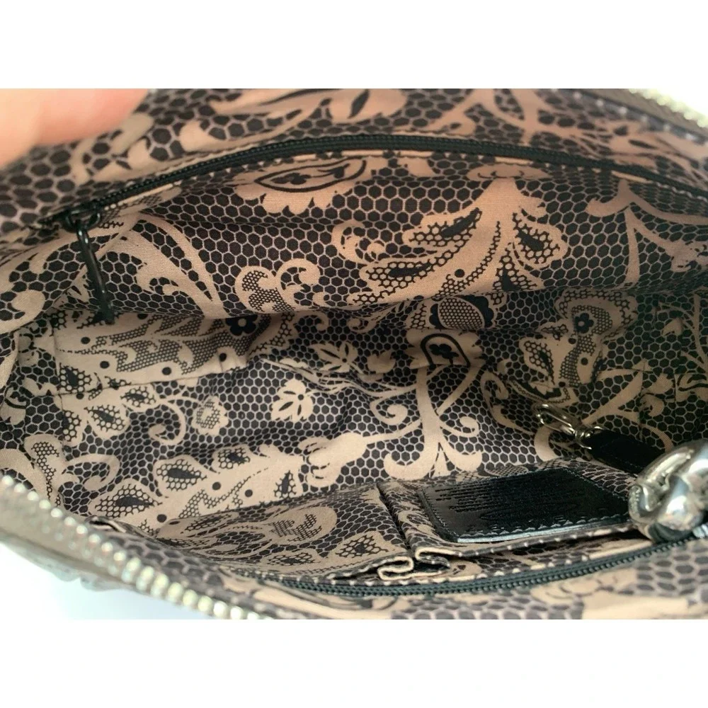 BRIGHTON‎ Masterpiece Mon Amie Shoulder Bag Metallic Pewter Leather NIB Duster